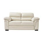 Beige Modern Compact Faux Leather 2-Seater Sofa