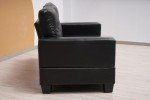 Cube Black Leather 3+2 Seater Sofa Set
