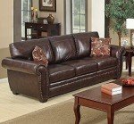 Brown Leather 3-Seater and 2-Seater Sofa Set
