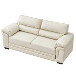 Beige Modern Compact Faux Leather 2-Seater Sofa