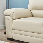 Beige Modern Compact Faux Leather 2-Seater Sofa