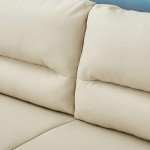 Beige Modern Compact Faux Leather 2-Seater Sofa