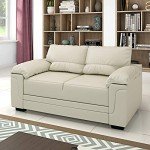 Cream Faux Leather 2-Seater Corner Sofa