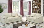 Cream Faux Leather 2-Seater Corner Sofa