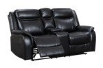 Roma Leather Recliner Sofa with Console and Cup Holders