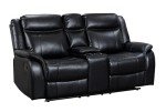 Roma Leather Recliner Sofa with Console and Cup Holders
