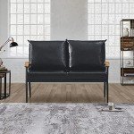 TUKAILAi Black Faux Leather 2 Seater Sofa