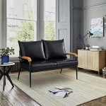 TUKAILAi Black Faux Leather 2 Seater Sofa