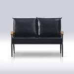 TUKAILAi Black Faux Leather 2 Seater Sofa