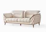 Chesterfield Cream Brown Leather Sofa Set