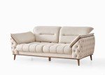 Chesterfield Cream Brown Leather Sofa Set