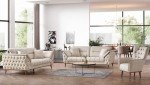Chesterfield Cream Brown Leather Sofa Set