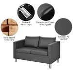 Stylish PU Leather Accent Sofa Chair, Grey