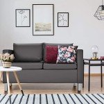 Stylish PU Leather Accent Sofa Chair, Grey