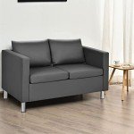 Modern Upholstered Loveseat with Metal Support