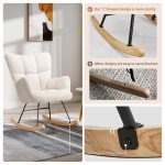 INMOZATA Teddy Fabric Rocking Chair - Ivory White