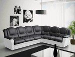 Texas Black & White Big Corner Sofa Suite