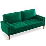 Vesgantti Green Velvet 3-Seater Mid Century Sofa