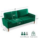 Vesgantti Green Velvet 3-Seater Mid Century Sofa