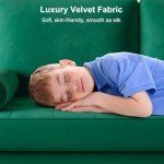 Vesgantti Green Velvet 3-Seater Mid Century Sofa
