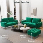 Vesgantti Green Velvet 3-Seater Mid Century Sofa