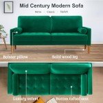 Vesgantti Green Velvet 3-Seater Mid Century Sofa
