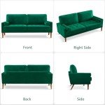 Vesgantti Green Velvet 3-Seater Mid Century Sofa