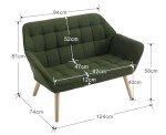 Modern Green 2-Seater Linen Sofa with Wood Legs