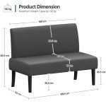 Yaheetech Modern Grey 2-Seater Loveseat Sofa