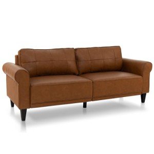 Stylish Brown 3-Seater PU Leather Sofa Couch