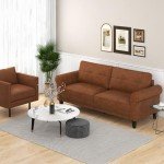 Stylish Brown 3-Seater PU Leather Sofa Couch
