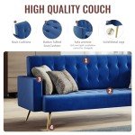 Zanofira Blue Velvet 3-Seater Click Clack Sofa