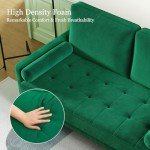 Green Velvet 2-Seater Sofa with Wood Legs