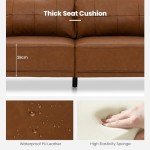 Stylish Brown 3-Seater PU Leather Sofa Couch