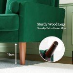 Green Velvet 2-Seater Sofa with Wood Legs