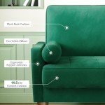 Green Velvet 2-Seater Sofa with Wood Legs
