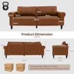 Stylish Brown 3-Seater PU Leather Sofa Couch