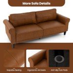 Stylish Brown 3-Seater PU Leather Sofa Couch