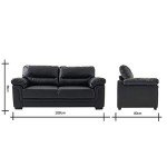 Modern Compact Black Faux Leather Sofa Couch