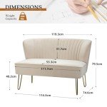 Velvet 2-Seater Sofa with Gold Legs – Tan