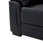 Modern Compact Black Faux Leather Sofa Couch