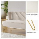 Velvet 2-Seater Sofa with Gold Legs – Tan