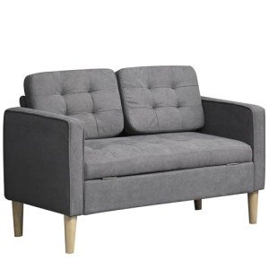 Modern 2-Seater Sofa with Hidden Storage – Grey