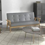 Modern 3-Seater Tufted Dark Grey Sofa