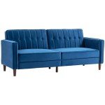 Blue Velvet 3-Seater Sofa Bed with Split Recline