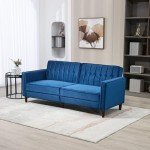 Blue Velvet 3-Seater Sofa Bed with Split Recline