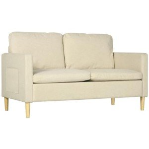 Beige Modern Two-Seater Sofa with Pockets