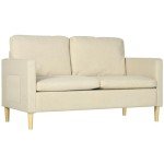 Beige Modern Two-Seater Sofa with Pockets