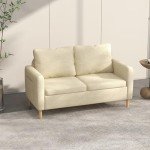 Beige Modern Two-Seater Sofa with Pockets
