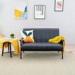 Modern 2-Seater Grey Linen Tufted Sofa Couch